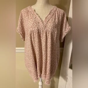 Women’s Entro Floral Frayed Cotton Gauze Tunic Top